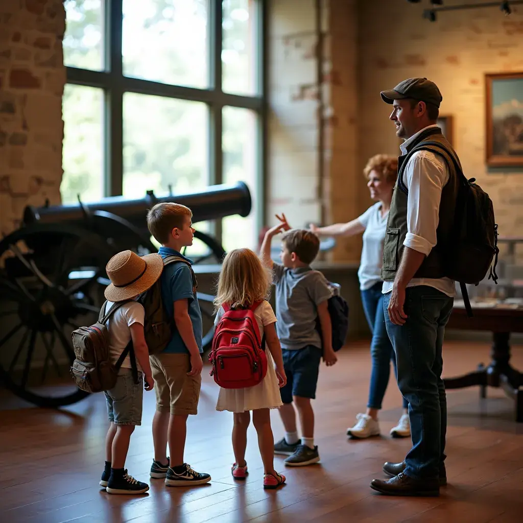 Фотография группы людей, участвующих в экскурсии по историческим местам.