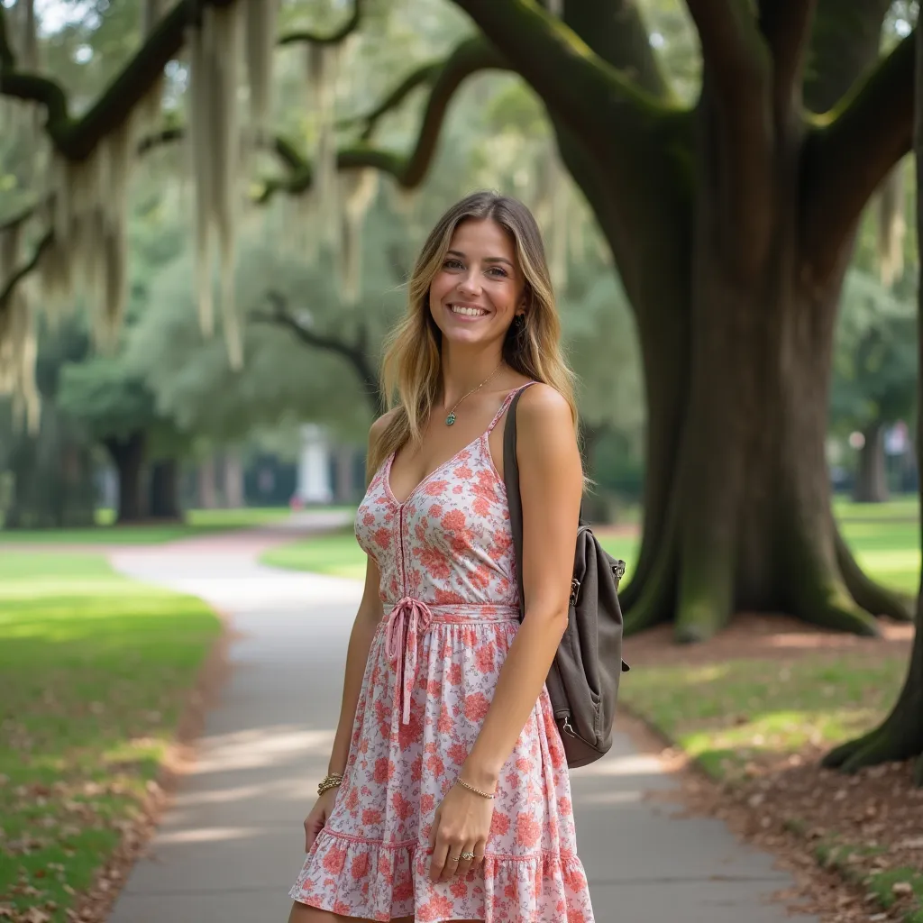 Пешеходная улица Саваны, усеянная цветами и стильными магазинами.