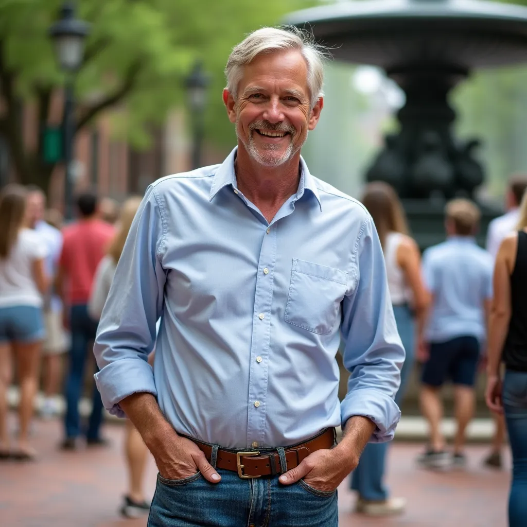 Традиционный южный дом с верандой и качелями, окруженный деревьями.